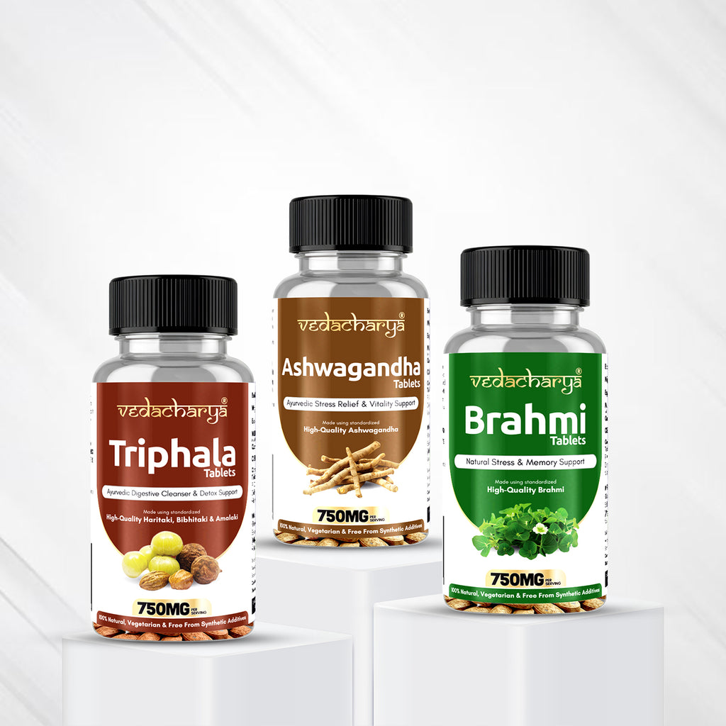 Ashwagandha, Triphala, Brahmi Tablet Combo