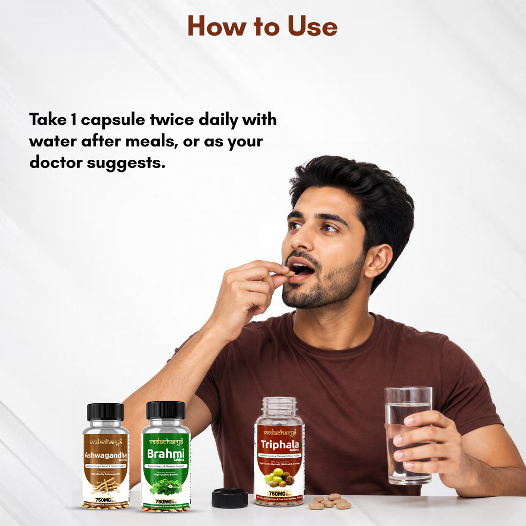 Ashwagandha, Triphala, Brahmi Tablet Combo