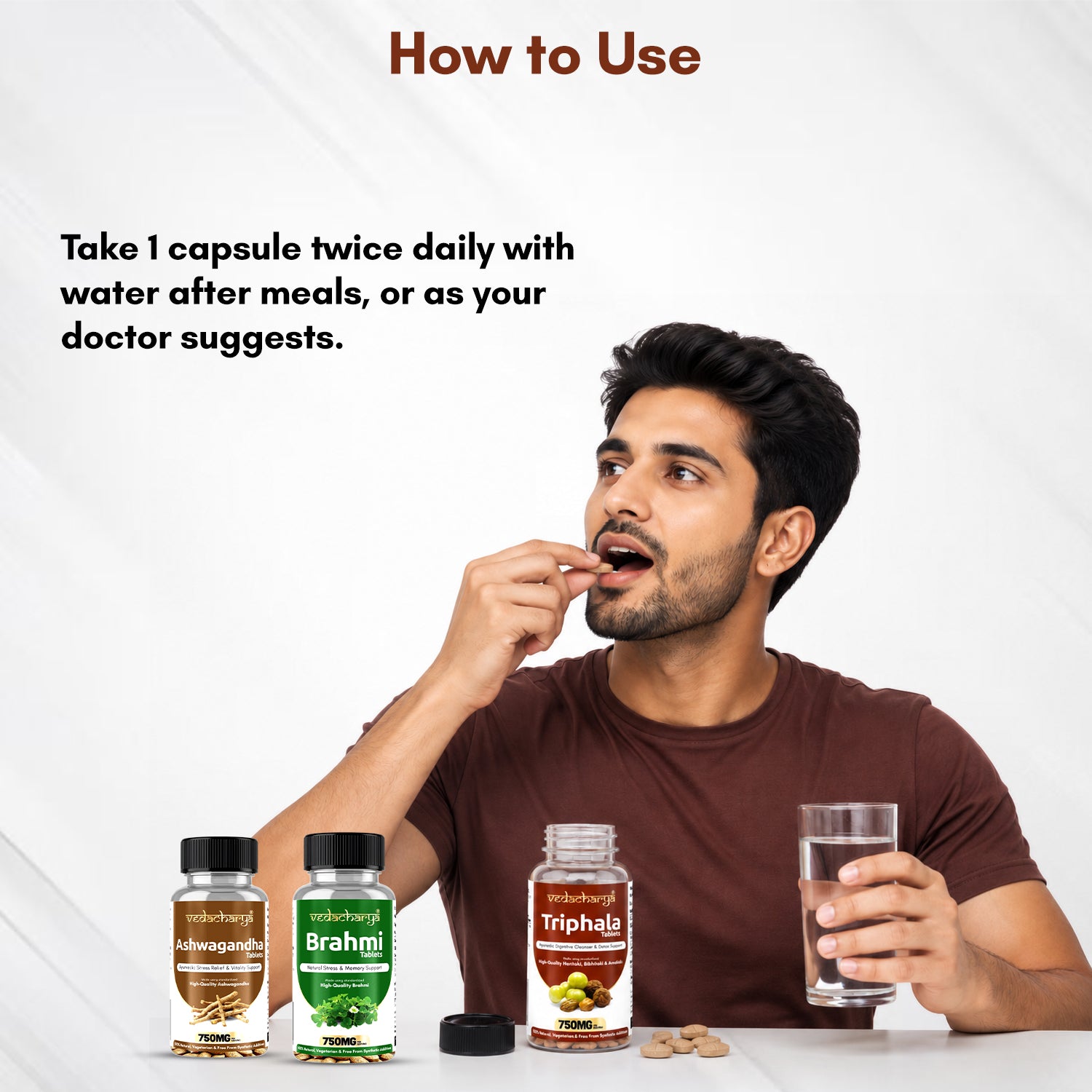Ashwagandha, Triphala, Brahmi Tablet Combo