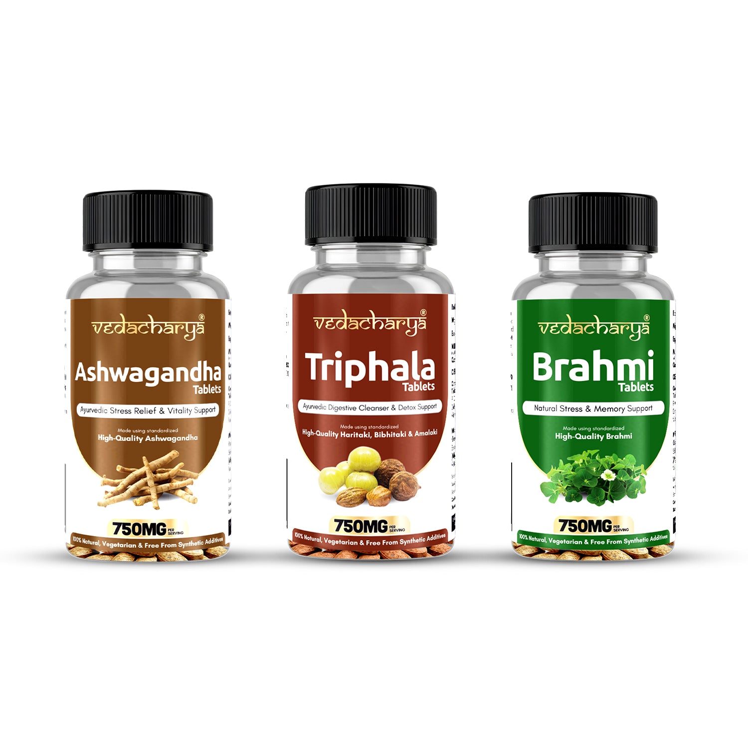 Ashwagandha, Triphala, Brahmi Tablet Combo
