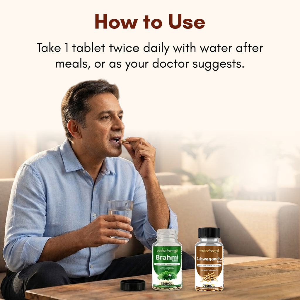 Ashwagandha, Brahmi Tablets Combo
