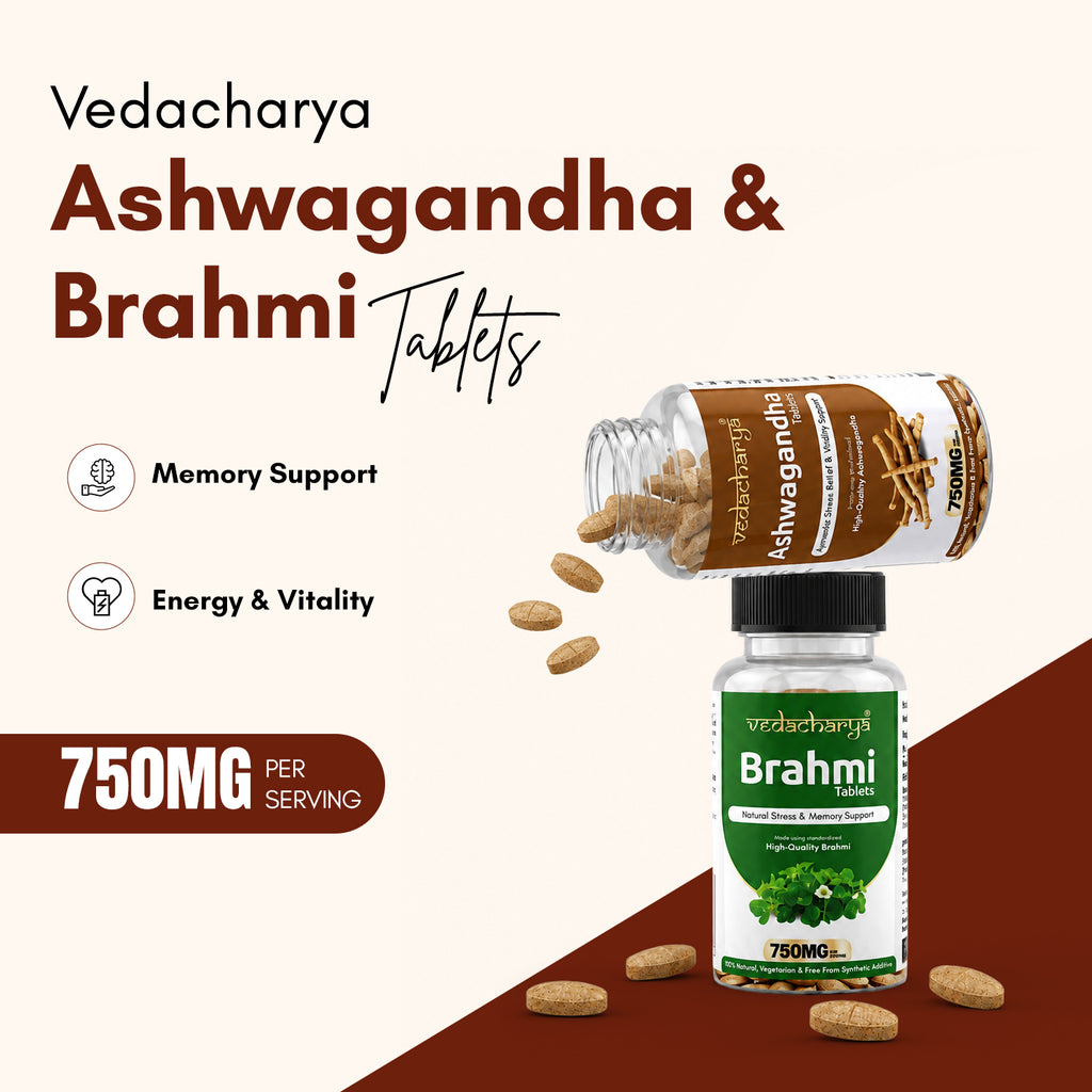 Ashwagandha, Brahmi Tablets Combo