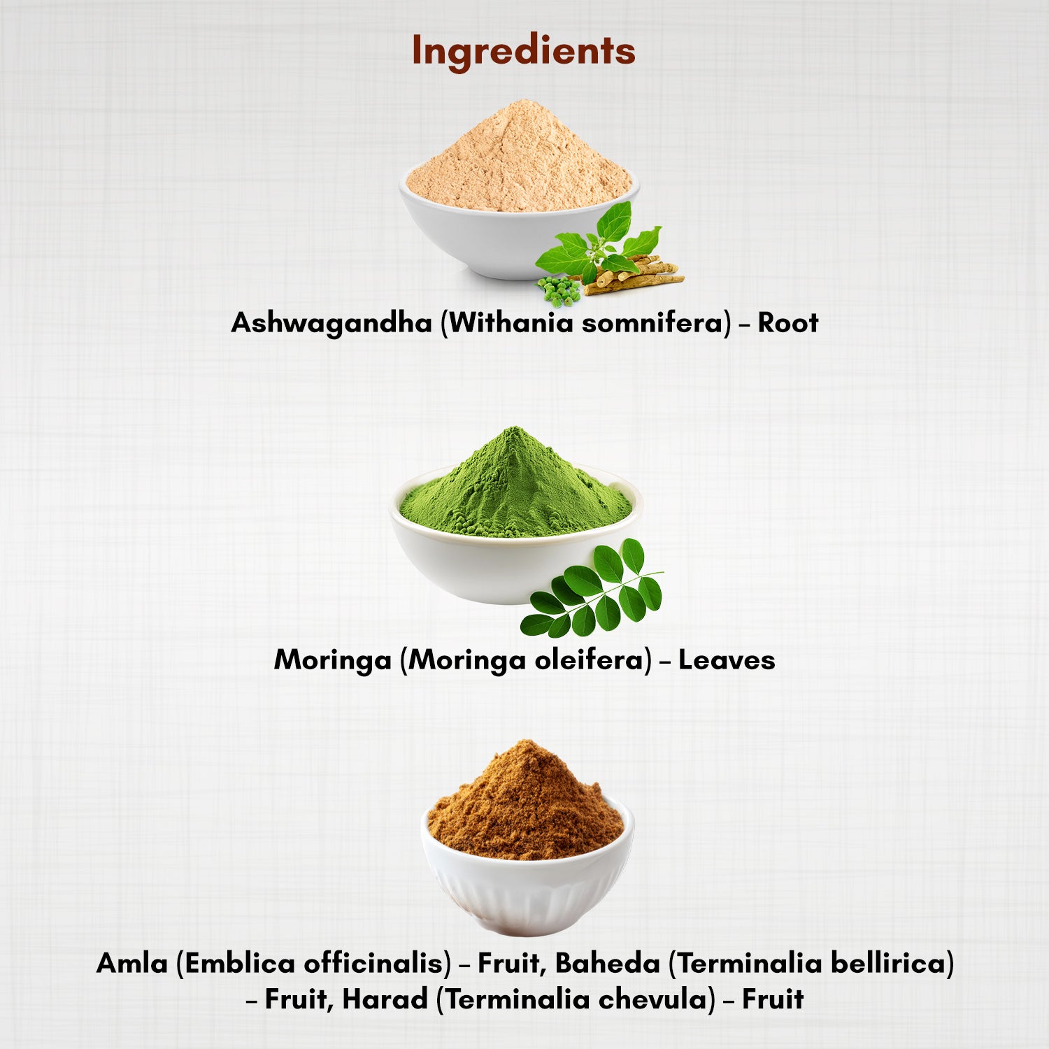 Ashwagandha, Moringa & Triphala Powder Combo