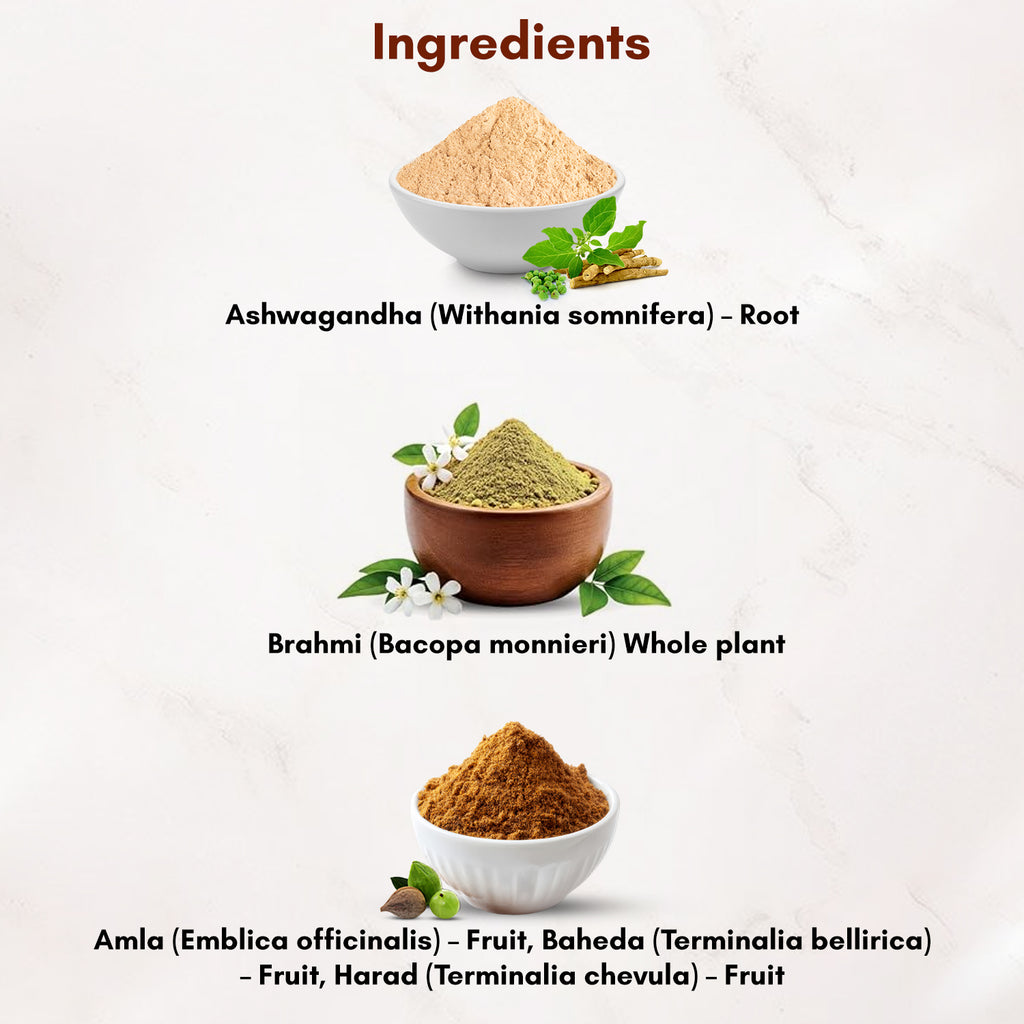 Ashwagandha, Triphala, Brahmi Powder Combo