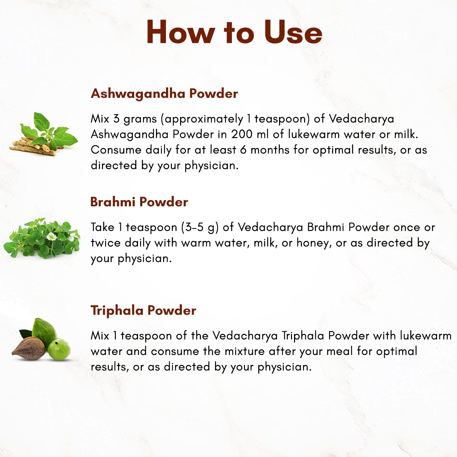 Ashwagandha, Triphala, Brahmi Powder Combo