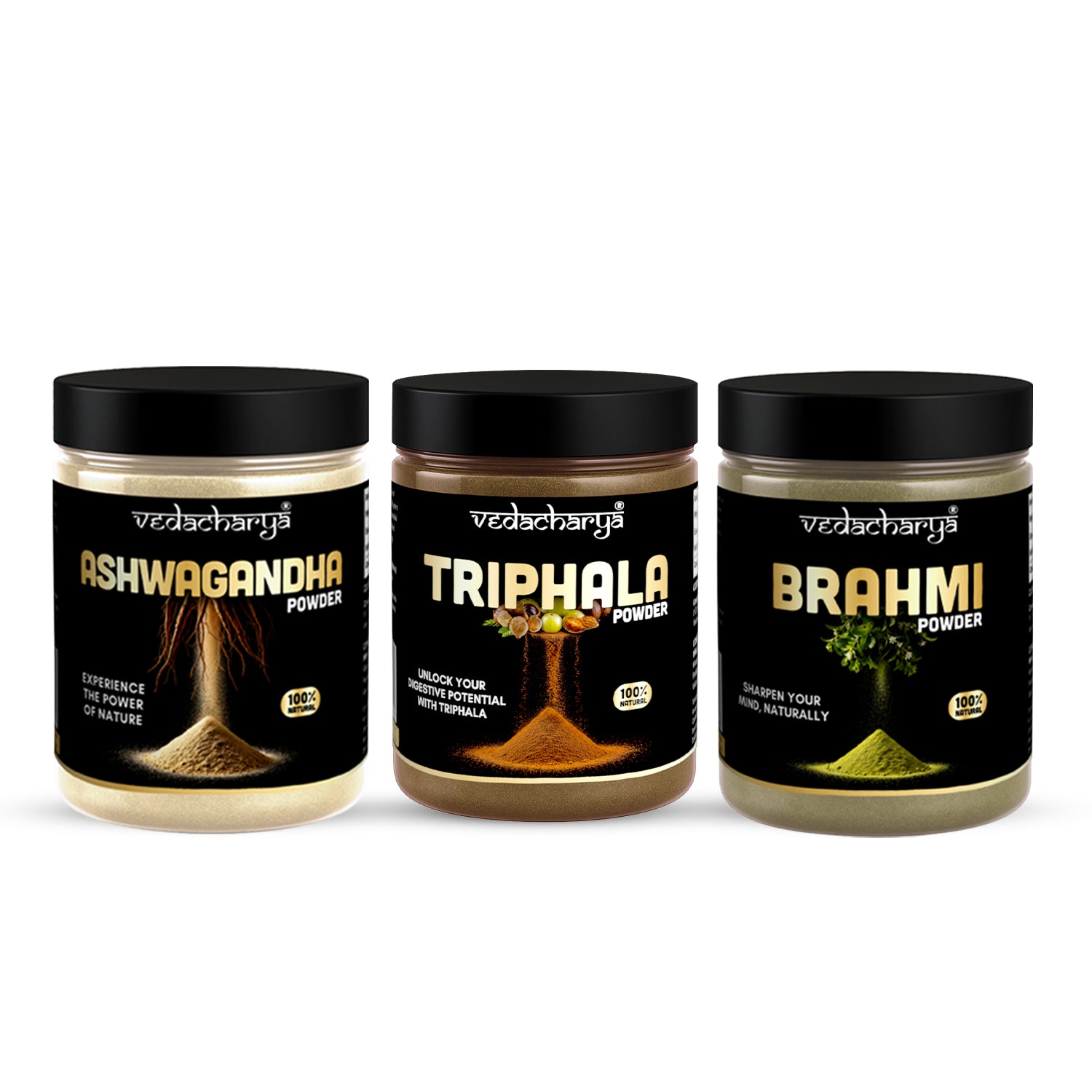 Ashwagandha, Triphala, Brahmi Powder Combo