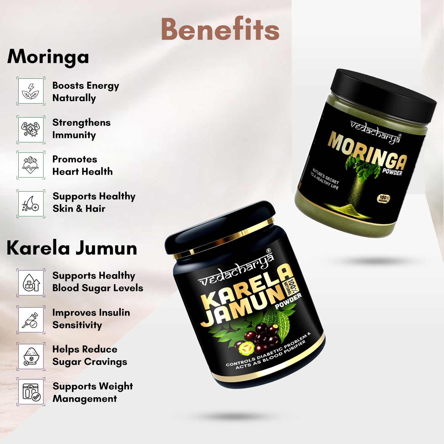 Karela Jamun & Moringa Powder Combo