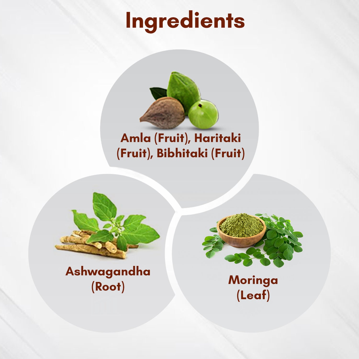 Ashwagandha,Triphala & Moringa Capsules Combo