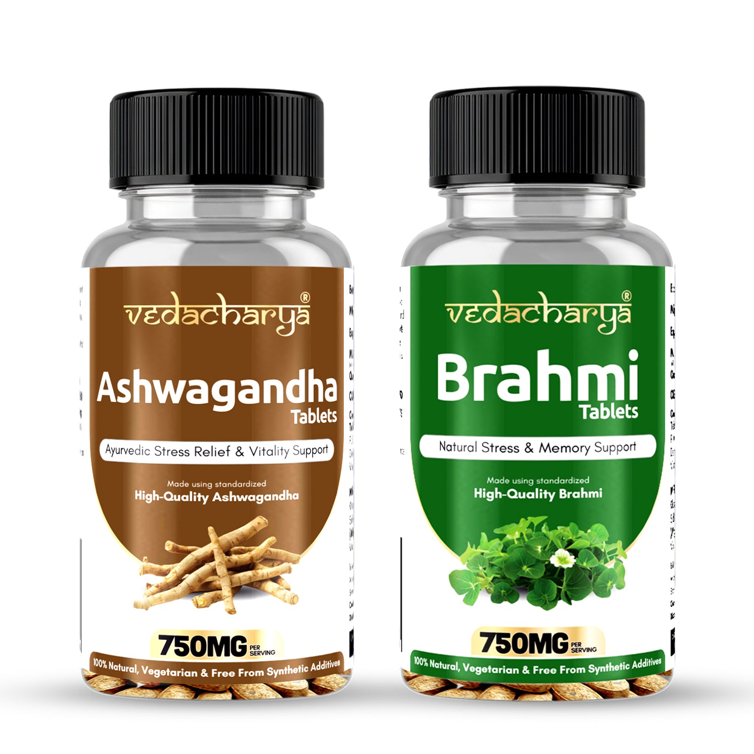 Vedacharya Ashwagandha, Brahmi Tablets Combo