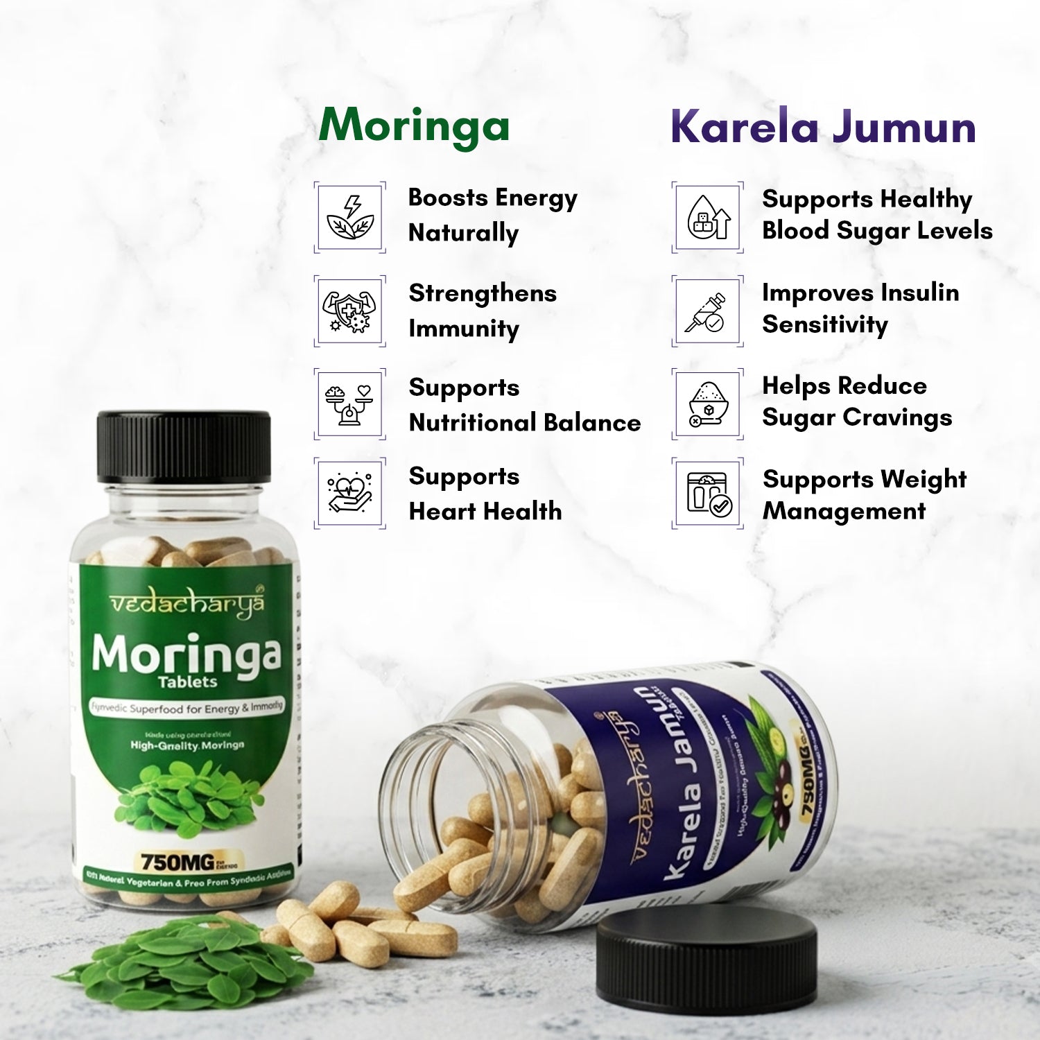 Moringa & Karela Jamun Tablets Combo