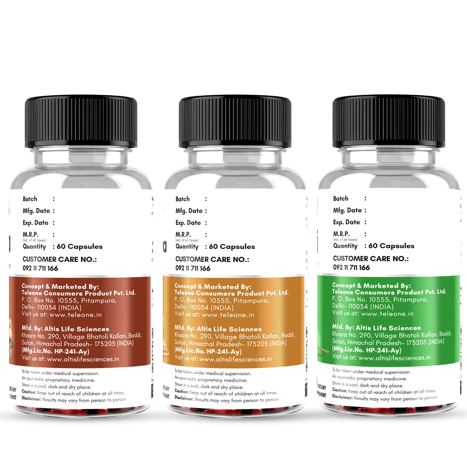 Vedacharya Ashwagandha, Triphala, Brahmi Tablet Combo