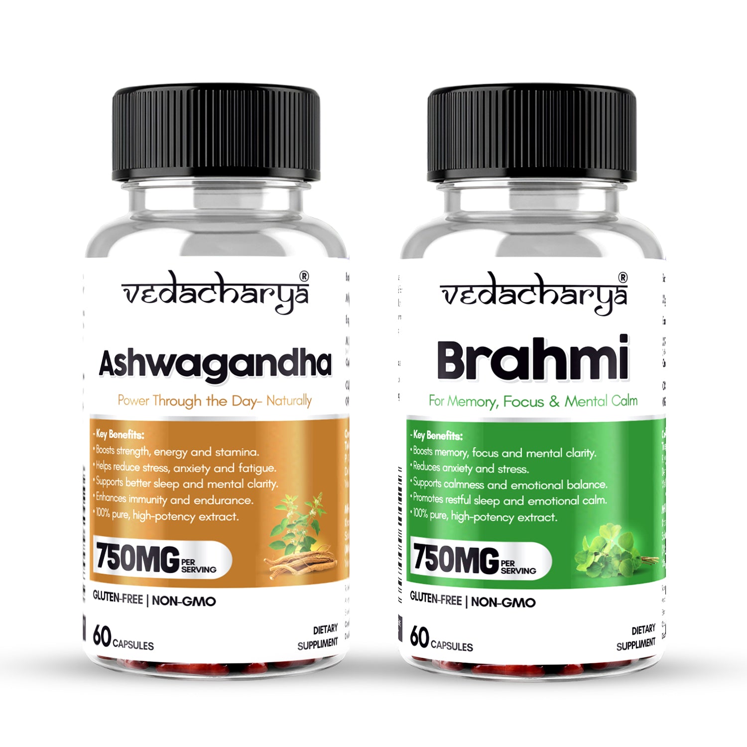 Ashwagandha, Brahmi Capsules Combo