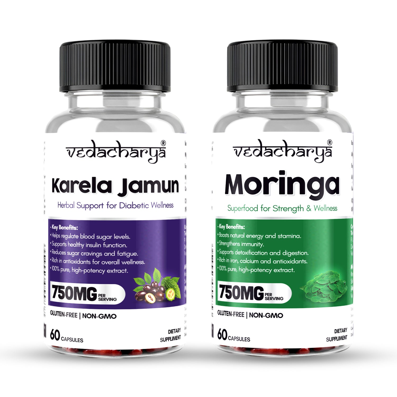 Vedachrya Karela Jamun, Moringa Capsules Combo