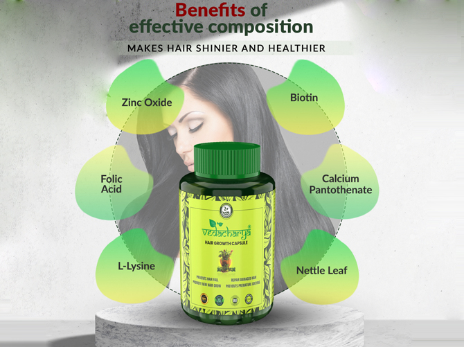 Vedacharya Hair oil & Hair Growth Capsules Combo